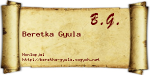 Beretka Gyula névjegykártya